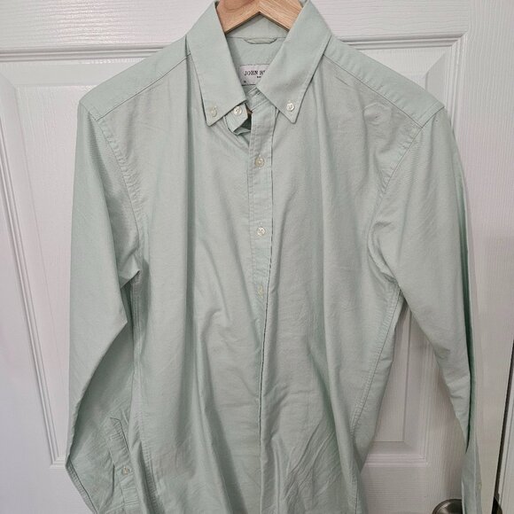 JOHN HENRIC Oxford Dress Shirt 15 - 38 Light Green Button Down Office Work - Picture 1 of 1